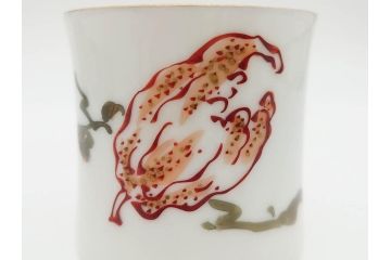 戦前　オールド香蘭社　有田焼　色絵　金彩　落ち着いた佇まいのカップ&ソーサー6客セット(カラスウリ?、植物、C&S、碗皿、洋食器、裏印)(R-080402)