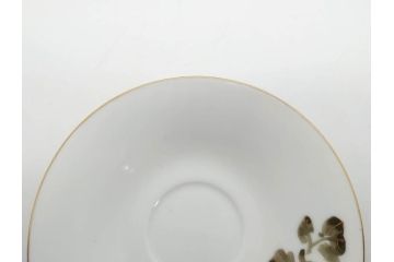戦前　オールド香蘭社　有田焼　色絵　金彩　落ち着いた佇まいのカップ&ソーサー6客セット(カラスウリ?、植物、C&S、碗皿、洋食器、裏印)(R-080402)