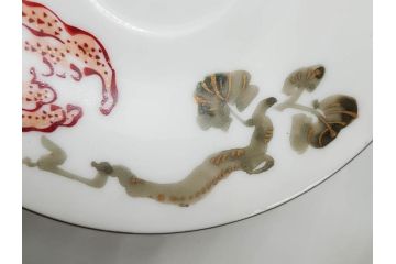戦前　オールド香蘭社　有田焼　色絵　金彩　落ち着いた佇まいのカップ&ソーサー6客セット(カラスウリ?、植物、C&S、碗皿、洋食器、裏印)(R-080402)