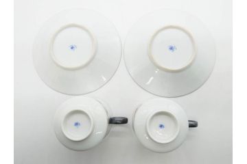 戦前　オールド香蘭社　有田焼　色絵　金彩　落ち着いた佇まいのカップ&ソーサー6客セット(カラスウリ?、植物、C&S、碗皿、洋食器、裏印)(R-080402)