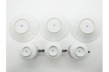 戦前　オールド香蘭社　有田焼　色絵　金彩　落ち着いた佇まいのカップ&ソーサー6客セット(カラスウリ?、植物、C&S、碗皿、洋食器、裏印)(R-080402)