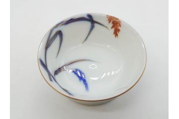 戦前　オールド香蘭社　有田焼　染付　色絵　金彩　(豆皿)約7cm　2.3寸/(花形皿)約10cm　3.2寸/(小皿)約11cm　3.4寸　(中皿)約14cm　4.6寸　様々なお料理が映える香蘭社の皿14点セット(ススキ、竹、桐、花、醤油皿、銘々皿、なます皿、深皿、変形皿、和皿、和食器、裏印、二寸三分、三寸二分、三寸四分、四寸六分)(R-080404)