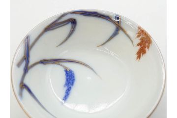 戦前　オールド香蘭社　有田焼　染付　色絵　金彩　(豆皿)約7cm　2.3寸/(花形皿)約10cm　3.2寸/(小皿)約11cm　3.4寸　(中皿)約14cm　4.6寸　様々なお料理が映える香蘭社の皿14点セット(ススキ、竹、桐、花、醤油皿、銘々皿、なます皿、深皿、変形皿、和皿、和食器、裏印、二寸三分、三寸二分、三寸四分、四寸六分)(R-080404)