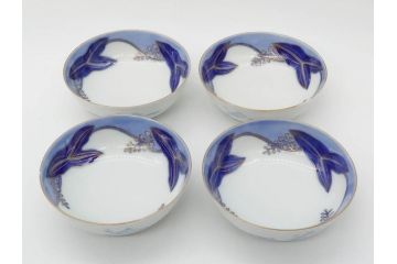 戦前　オールド香蘭社　有田焼　染付　色絵　金彩　(豆皿)約7cm　2.3寸/(花形皿)約10cm　3.2寸/(小皿)約11cm　3.4寸　(中皿)約14cm　4.6寸　様々なお料理が映える香蘭社の皿14点セット(ススキ、竹、桐、花、醤油皿、銘々皿、なます皿、深皿、変形皿、和皿、和食器、裏印、二寸三分、三寸二分、三寸四分、四寸六分)(R-080404)