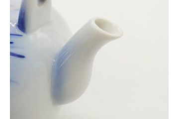 戦前　オールド香蘭社　有田焼　染付　金彩　松　落ち着いた佇まいの急須(松の実、水注、水差、水指、茶器、茶道具、煎茶道具、和食器、裏印)(R-080411)