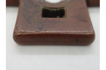 時代武具　素銅　金象嵌　十字　技巧を凝らした鍔(キリシタン、花、彫刻、刀装具、ケース付き)(R-080414)
