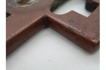 時代武具　素銅　金象嵌　十字　技巧を凝らした鍔(キリシタン、花、彫刻、刀装具、ケース付き)(R-080414)