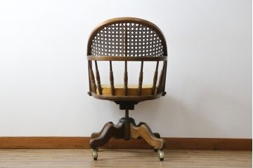 アメリカビンテージ　アメリカモデル　DREXEL HERITAGE(ドレクセルヘリテイジ)　エレガントで格調高い雰囲気漂うデスクチェア(回転チェア、回転椅子、アームチェア、イス、椅子、ヴィンテージ)(R-080416)