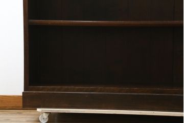 中古　美品　特注希少モデル!!　松本民芸家具　魅せる収納にもぴったりのおしゃれな大型飾り棚(食器棚、カップボード、陳列棚、収納棚、本棚、書棚、ブックシェルフ)(R-080418)