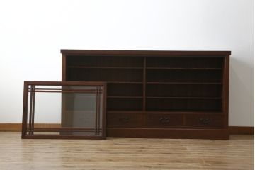 中古　美品!!　国産職人手造り　タモ材　桐(キリ)材　風雅　和洋どちらの空間にも馴染みやすい上質な作りの水屋箪笥サイドボード(収納棚、戸棚、サイドキャビネット、食器棚)(R-080419)