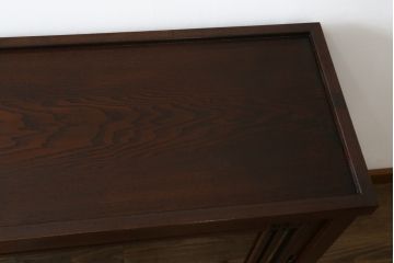 中古　美品!!　国産職人手造り　タモ材　桐(キリ)材　風雅　和洋どちらの空間にも馴染みやすい上質な作りの水屋箪笥サイドボード(収納棚、戸棚、サイドキャビネット、食器棚)(R-080419)
