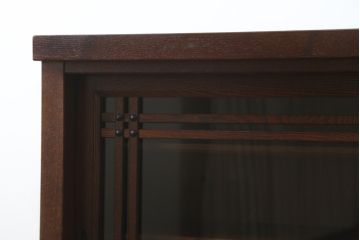 中古　美品!!　国産職人手造り　タモ材　桐(キリ)材　風雅　和洋どちらの空間にも馴染みやすい上質な作りの水屋箪笥サイドボード(収納棚、戸棚、サイドキャビネット、食器棚)(R-080419)