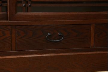 中古　美品!!　国産職人手造り　タモ材　桐(キリ)材　風雅　和洋どちらの空間にも馴染みやすい上質な作りの水屋箪笥サイドボード(収納棚、戸棚、サイドキャビネット、食器棚)(R-080419)