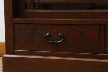 中古　美品!!　国産職人手造り　タモ材　桐(キリ)材　風雅　和洋どちらの空間にも馴染みやすい上質な作りの水屋箪笥サイドボード(収納棚、戸棚、サイドキャビネット、食器棚)(R-080419)