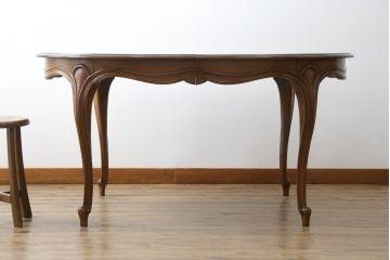 中古　DREXEL HERITAGE(ドレクセルヘリテイジ)　Touraine(ツーレイン)　滑らかな曲線が優雅な印象のダイニングテーブル(エクステンションテーブル、食卓、4人掛け、6人掛け、8人掛け、オーバル型)(定価約80万円)(R-080420)