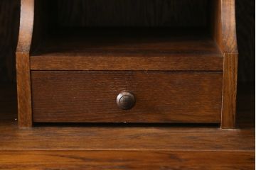 中古　美品　えぞ民芸家具製作所　インテリアえぞ(EZO)　ナラ材　グレースシリーズ　クラシカルで落ち着いた雰囲気が魅力的なライティングビューロー85(簿記机、ワークデスク、在宅用、在宅ワーク用、サイドキャビネット)(定価約236000円)(R-080422)