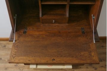 中古　美品　えぞ民芸家具製作所　インテリアえぞ(EZO)　ナラ材　グレースシリーズ　クラシカルで落ち着いた雰囲気が魅力的なライティングビューロー85(簿記机、ワークデスク、在宅用、在宅ワーク用、サイドキャビネット)(定価約236000円)(R-080422)