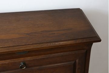 中古　美品　えぞ民芸家具製作所　インテリアえぞ(EZO)　ナラ材　グレースシリーズ　クラシカルで落ち着いた雰囲気が魅力的なライティングビューロー85(簿記机、ワークデスク、在宅用、在宅ワーク用、サイドキャビネット)(定価約236000円)(R-080422)