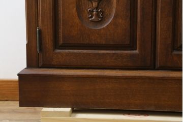 中古　美品　えぞ民芸家具製作所　インテリアえぞ(EZO)　ナラ材　グレースシリーズ　クラシカルで落ち着いた雰囲気が魅力的なライティングビューロー85(簿記机、ワークデスク、在宅用、在宅ワーク用、サイドキャビネット)(定価約236000円)(R-080422)