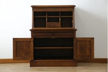 中古　美品　えぞ民芸家具製作所　インテリアえぞ(EZO)　ナラ材　グレースシリーズ　クラシカルで落ち着いた雰囲気が魅力的なライティングビューロー85　定価約236000円相当　(R-080422)