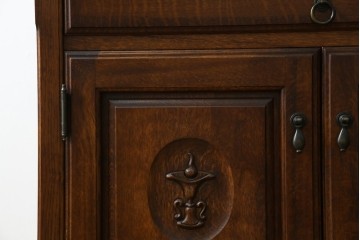 中古　美品　えぞ民芸家具製作所　インテリアえぞ(EZO)　ナラ材　グレースシリーズ　クラシカルで落ち着いた雰囲気が魅力的なライティングビューロー85　定価約236000円相当　(R-080422)