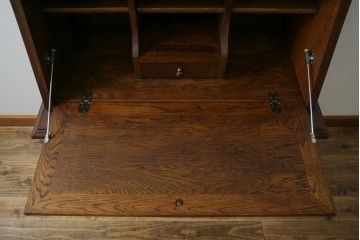 中古　美品　えぞ民芸家具製作所　インテリアえぞ(EZO)　ナラ材　グレースシリーズ　クラシカルで落ち着いた雰囲気が魅力的なライティングビューロー85　定価約236000円相当　(R-080422)