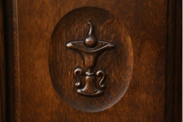 中古　美品　えぞ民芸家具製作所　インテリアえぞ(EZO)　ナラ材　グレースシリーズ　クラシカルで落ち着いた雰囲気が魅力的なライティングビューロー85　定価約236000円相当　(R-080422)