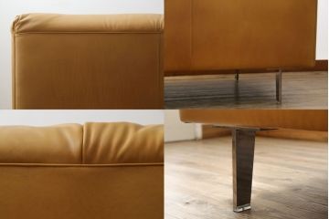 中古　展示品　美品　イタリア製　IDC大塚家具取り扱い　POLTRONA FRAU(ポルトローナ・フラウ)　Jean-Marie Massaud(ジャン・マリー・マッソー)デザイン　John-John(ジョン・ジョン)　本革(レザー)　モダンで高級感のあるおしゃれな3Pソファ(三人掛け、3人掛け)(定価約260万円)(R-080424)