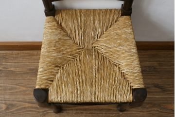 和製ビンテージ　松本民芸家具　ラダーバックがお洒落なラッシチェア(ダイニングチェア、椅子、イス、ヴィンテージ)(R-080427)
