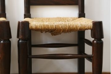 和製ビンテージ　松本民芸家具　ラダーバックがお洒落なラッシチェア2脚セット(ダイニングチェア、椅子、イス、ヴィンテージ、バラ売り可能)(R-080428)