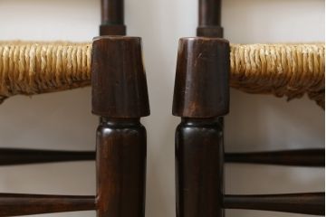 和製ビンテージ　松本民芸家具　ラダーバックがお洒落なラッシチェア2脚セット(ダイニングチェア、椅子、イス、ヴィンテージ、バラ売り可能)(R-080428)