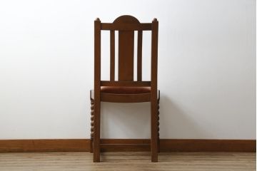 イギリスアンティーク　オーク材　ツイストレッグがクラシカルでおしゃれな雰囲気を醸し出すDチェア(椅子、イス、ダイニングチェア、リビングチェア、アームレスチェア、英国)(R-080436)