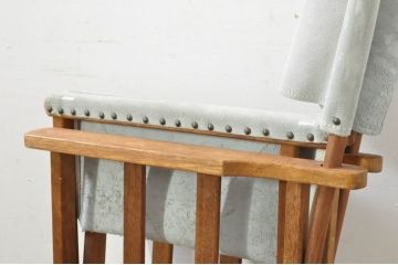 ビンテージ家具　スウェード生地　使いこまれた風合いが趣溢れる折り畳みのディレクターズチェア2脚セット(椅子、イス、アームチェア、ヴィンテージ、バラ売り可能)(R-080437)