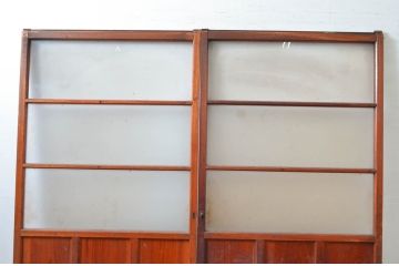 アンティーク建具　ノスタルジックな雰囲気が魅力的なガラス戸2枚セット(引き戸)(R-080439)