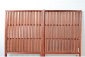アンティーク建具　どこか懐かしい雰囲気を醸し出す裏障子付き格子戸2枚セット(引き戸、障子戸)(R-080441)