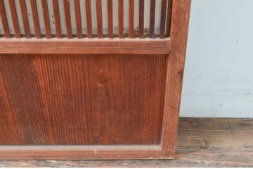 アンティーク建具　どこか懐かしい雰囲気を醸し出す裏障子付き格子戸2枚セット(引き戸、障子戸)(R-080441)