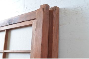 アンティーク建具　どこか懐かしい雰囲気を醸し出す裏障子付き格子戸2枚セット(引き戸、障子戸)(R-080441)