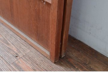 アンティーク建具　どこか懐かしい雰囲気を醸し出す裏障子付き格子戸2枚セット(引き戸、障子戸)(R-080441)