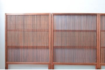 アンティーク建具　風情のある佇まいが魅力的な裏障子付き格子戸4枚セット(引き戸、障子戸)(R-080442)