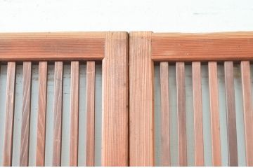 アンティーク建具　風情のある佇まいが魅力的な裏障子付き格子戸4枚セット(引き戸、障子戸)(R-080442)