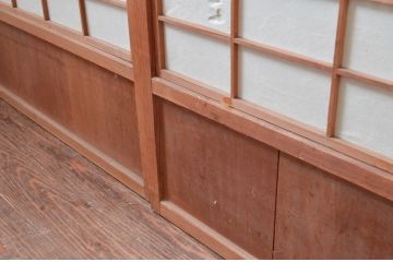アンティーク建具　風情のある佇まいが魅力的な裏障子付き格子戸4枚セット(引き戸、障子戸)(R-080442)