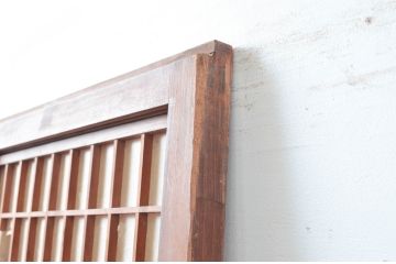 アンティーク建具　上手物!!　変わり型　小窓付きで使い勝手の良い裏障子付き格子戸1枚(引き戸、障子戸)(R-080443)