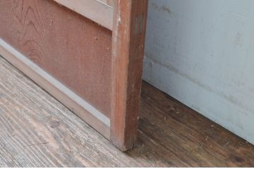 アンティーク建具　上手物!!　変わり型　小窓付きで使い勝手の良い裏障子付き格子戸1枚(引き戸、障子戸)(R-080443)