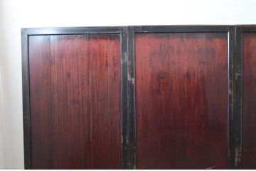 アンティーク建具　いぶされた味わいが魅力的な漆塗り板戸4枚セット(引き戸)(R-080444)