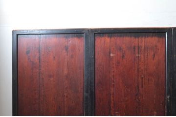 アンティーク建具　いぶされた味わいが魅力的な漆塗り板戸4枚セット(引き戸)(R-080444)