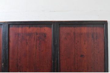 アンティーク建具　いぶされた味わいが魅力的な漆塗り板戸4枚セット(引き戸)(R-080444)