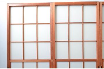 アンティーク建具　和の空間づくりにおすすめの擦り上げ幅狭障子戸4枚セット(擦り上げ障子戸、擦上障子戸、雪見障子戸、引き戸)(R-080451)