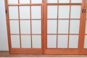 アンティーク建具　和の空間づくりにおすすめの擦り上げ幅狭障子戸4枚セット(擦り上げ障子戸、擦上障子戸、雪見障子戸、引き戸)(R-080451)