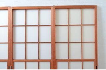 アンティーク建具　和の空間づくりにおすすめの擦り上げ幅狭障子戸4枚セット(擦り上げ障子戸、擦上障子戸、雪見障子戸、引き戸)(R-080451)