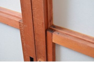 アンティーク建具　和の空間づくりにおすすめの擦り上げ幅狭障子戸4枚セット(擦り上げ障子戸、擦上障子戸、雪見障子戸、引き戸)(R-080451)